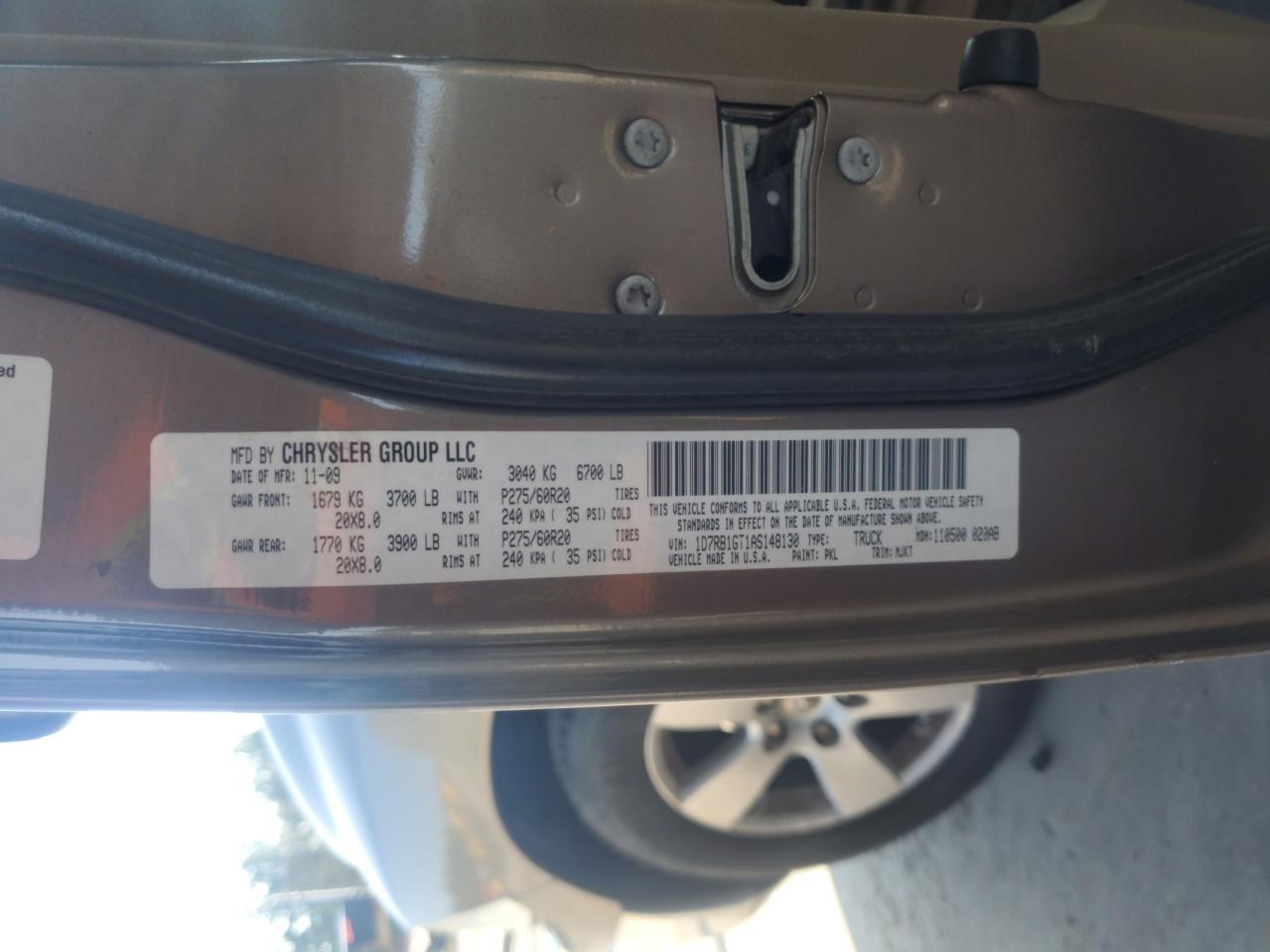 2010 Dodge Ram 1500 VIN: 1D7RB1GT1AS148130 Lot: 53855224