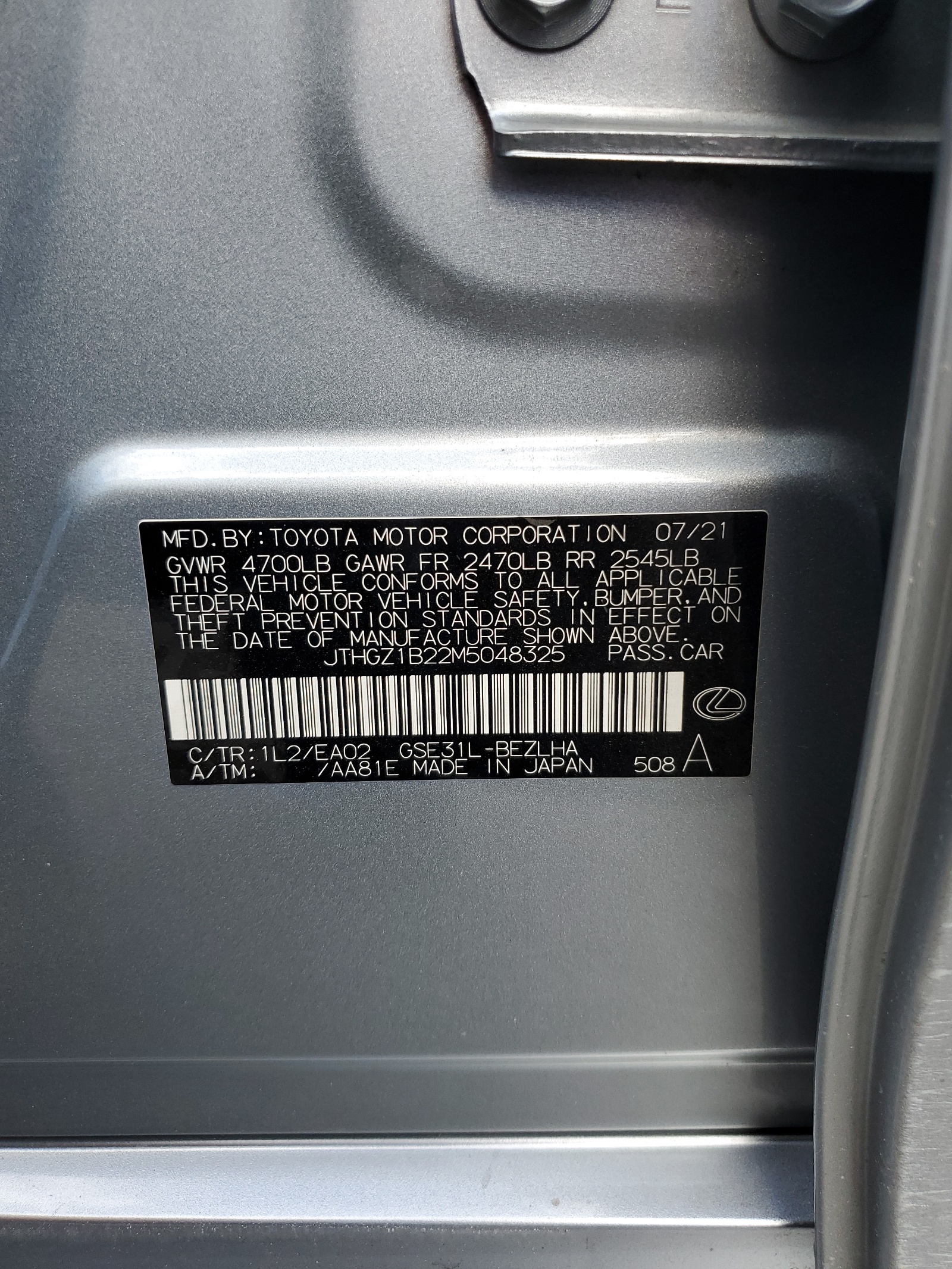 JTHGZ1B22M5048325 2021 Lexus Is 350 F-Sport