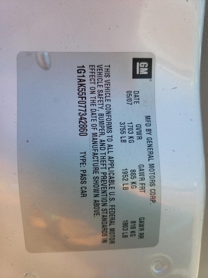 2007 Chevrolet Cobalt Ls VIN: 1G1AK55F077342860 Lot: 54991894