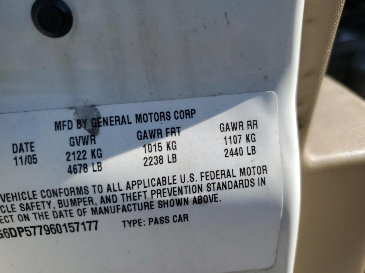 2006 Cadillac Cts Hi Feature V6 VIN: 1G6DP577960157177 Lot: 56830434