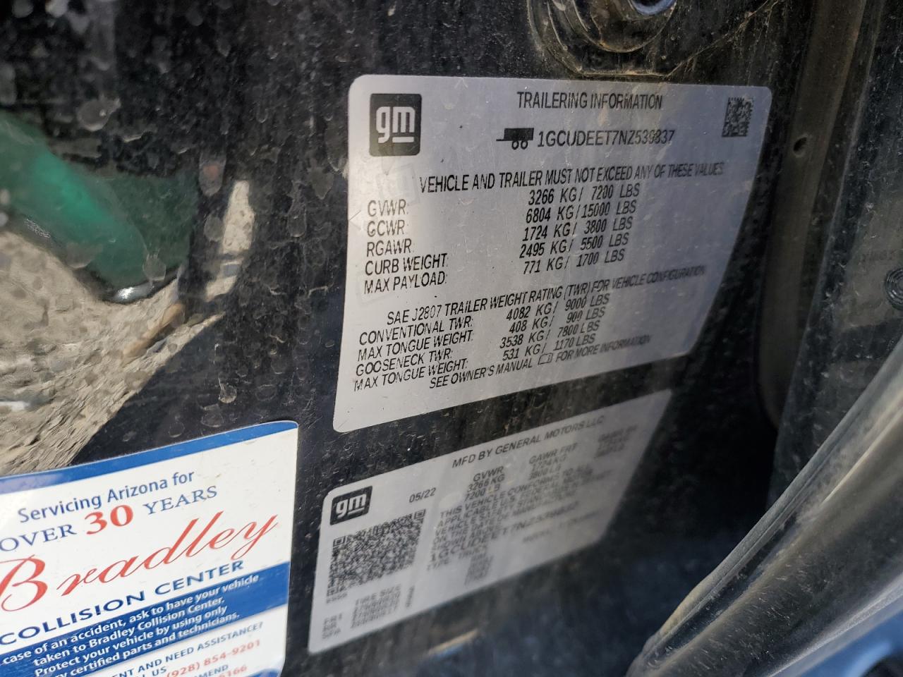 2022 Chevrolet Silverado K1500 Rst VIN: 1GCUDEET7NZ539837 Lot: 53484414