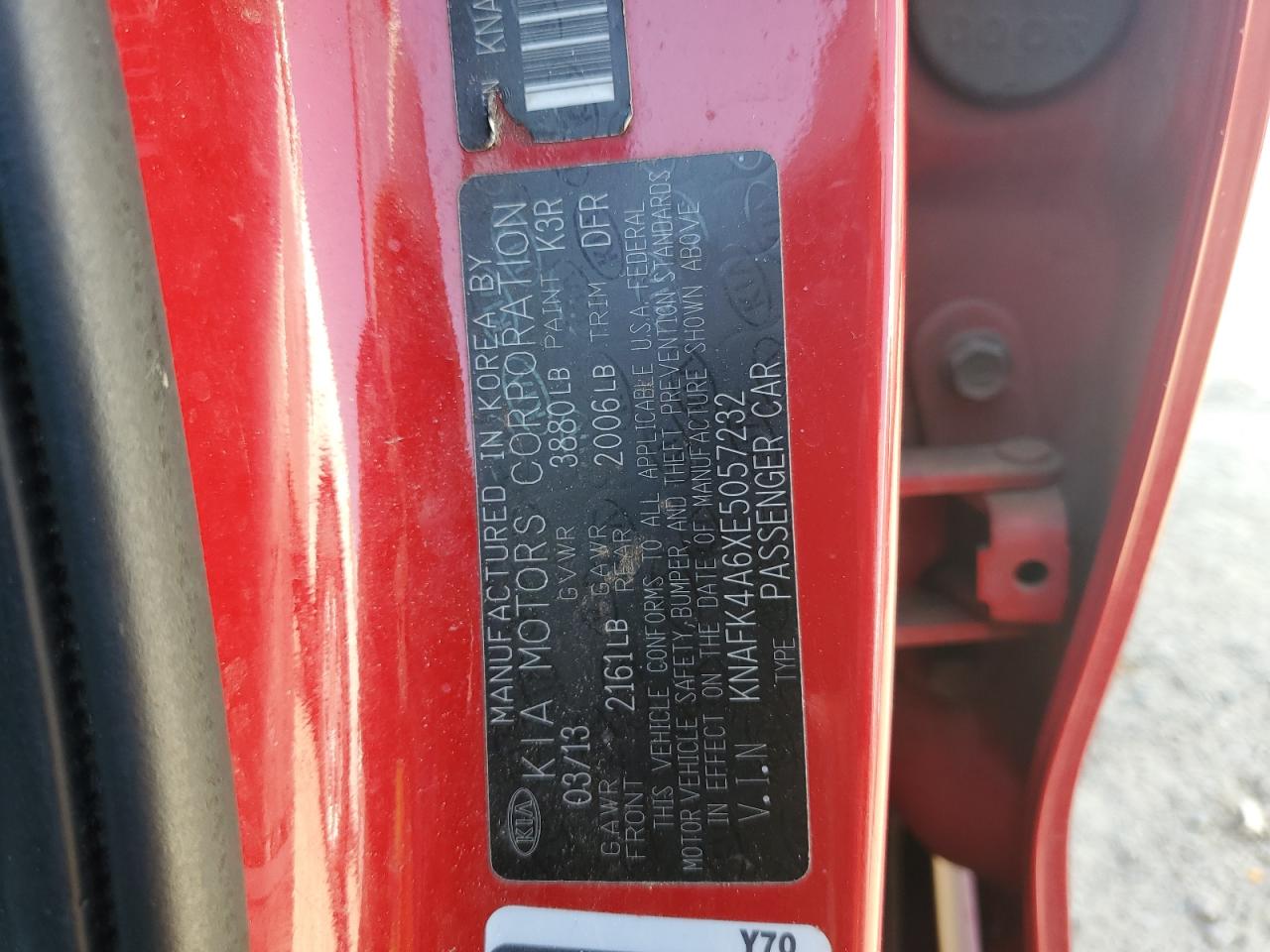 2014 Kia Forte Lx VIN: KNAFK4A6XE5057232 Lot: 55034864