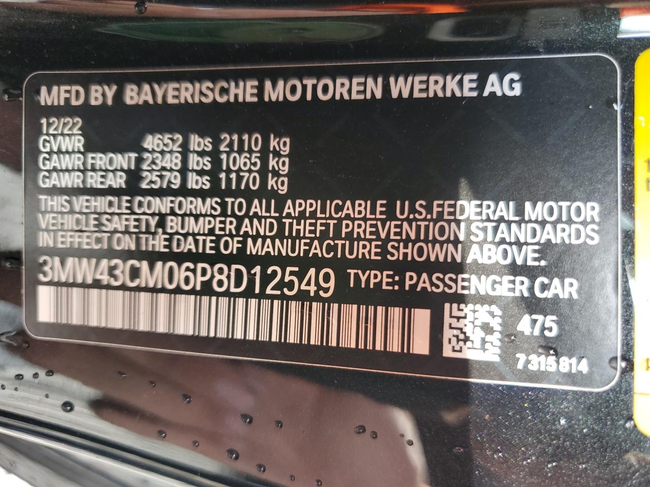 3MW43CM06P8D12549 2023 BMW M240I