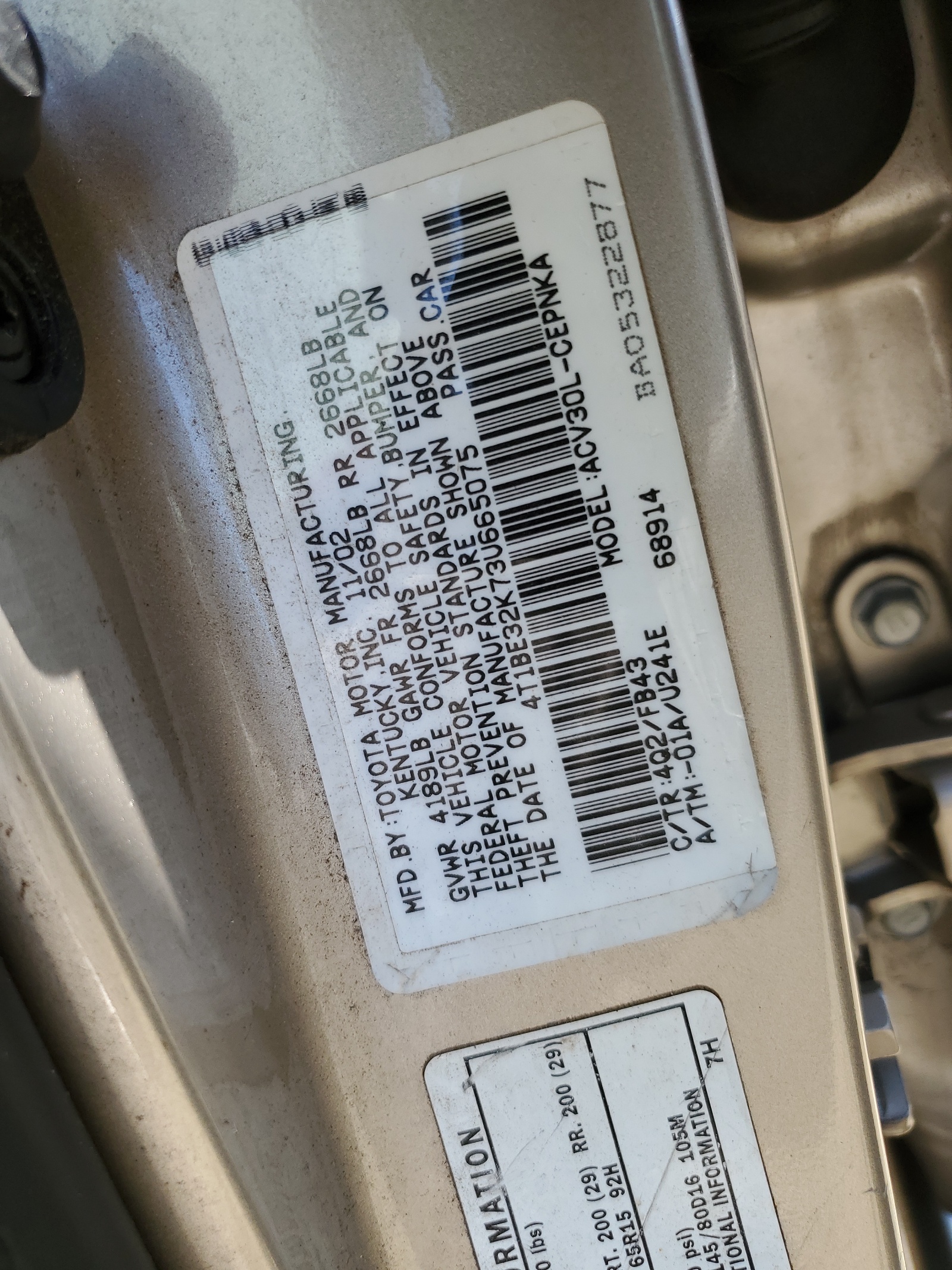 4T1BE32K73U665075 2003 Toyota Camry Le