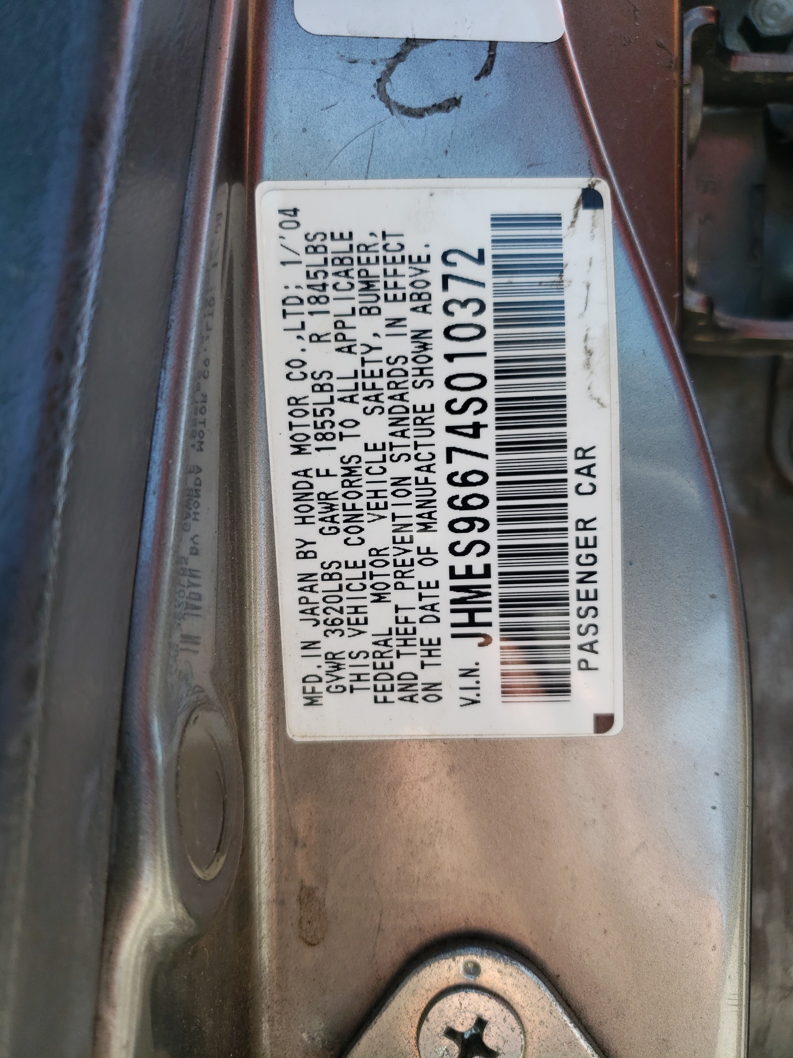 JHMES96674S010372 2004 Honda Civic Hybrid