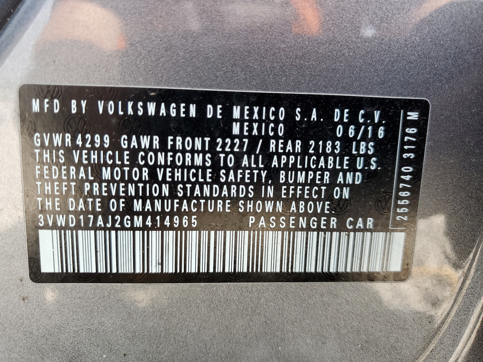 3VWD17AJ2GM414965 2016 Volkswagen Jetta Sport