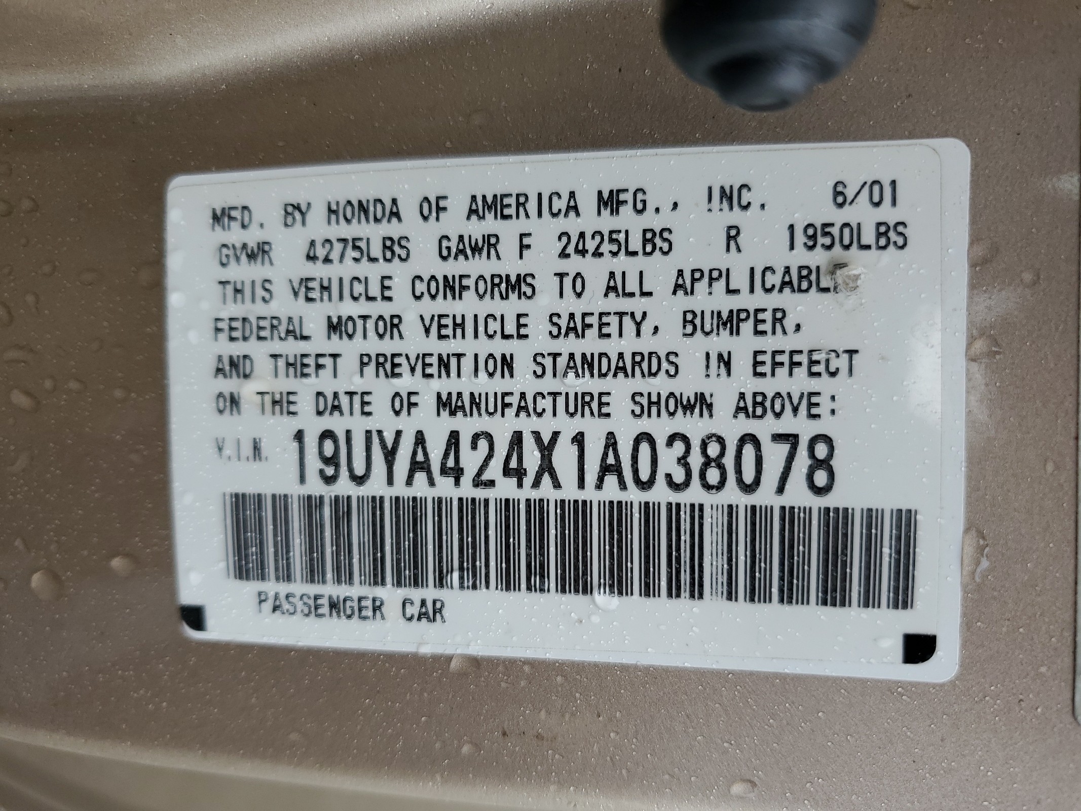 19UYA424X1A038078 2001 Acura 3.2Cl