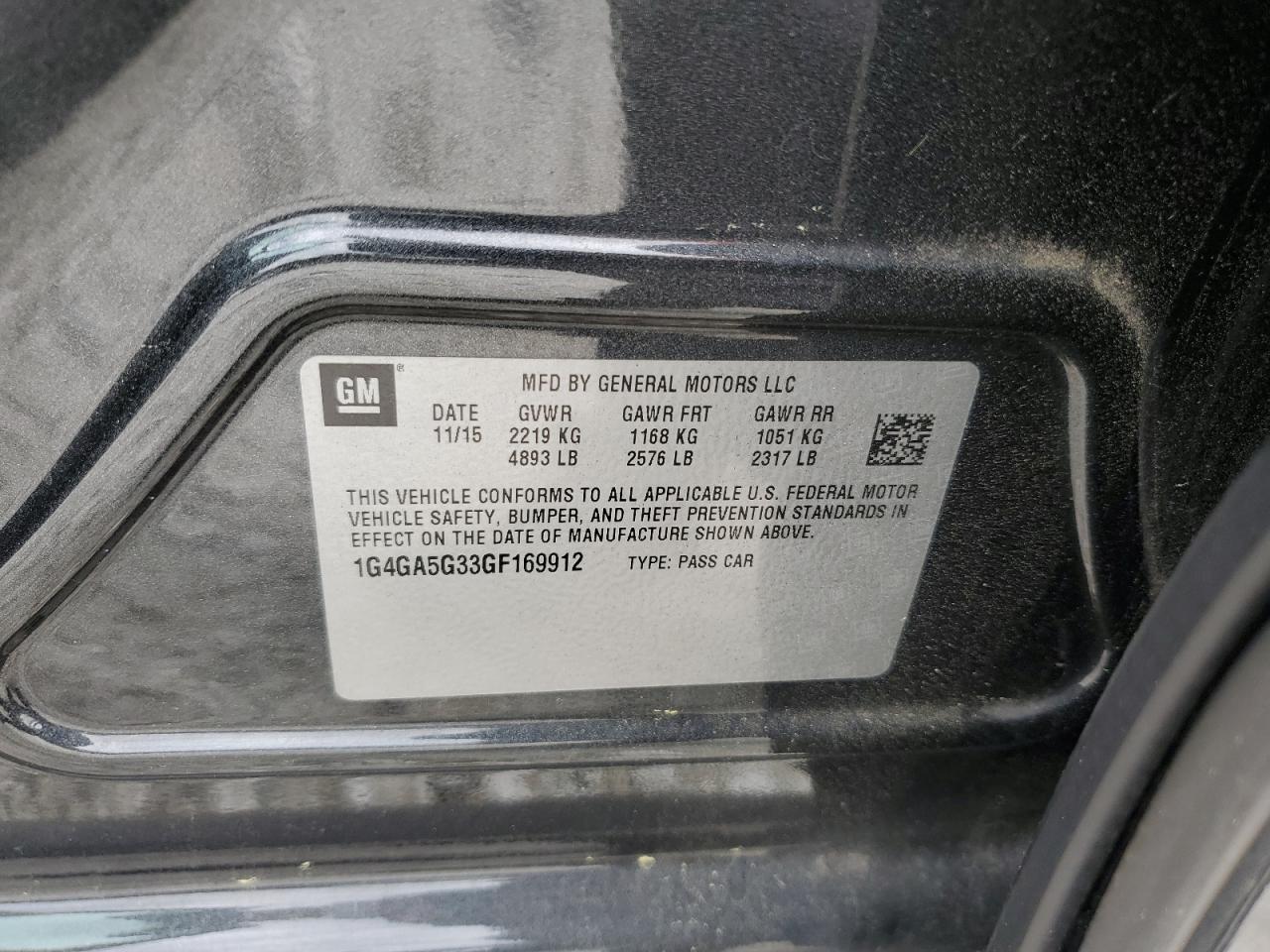 2016 Buick Lacrosse VIN: 1G4GA5G33GF169912 Lot: 54701524