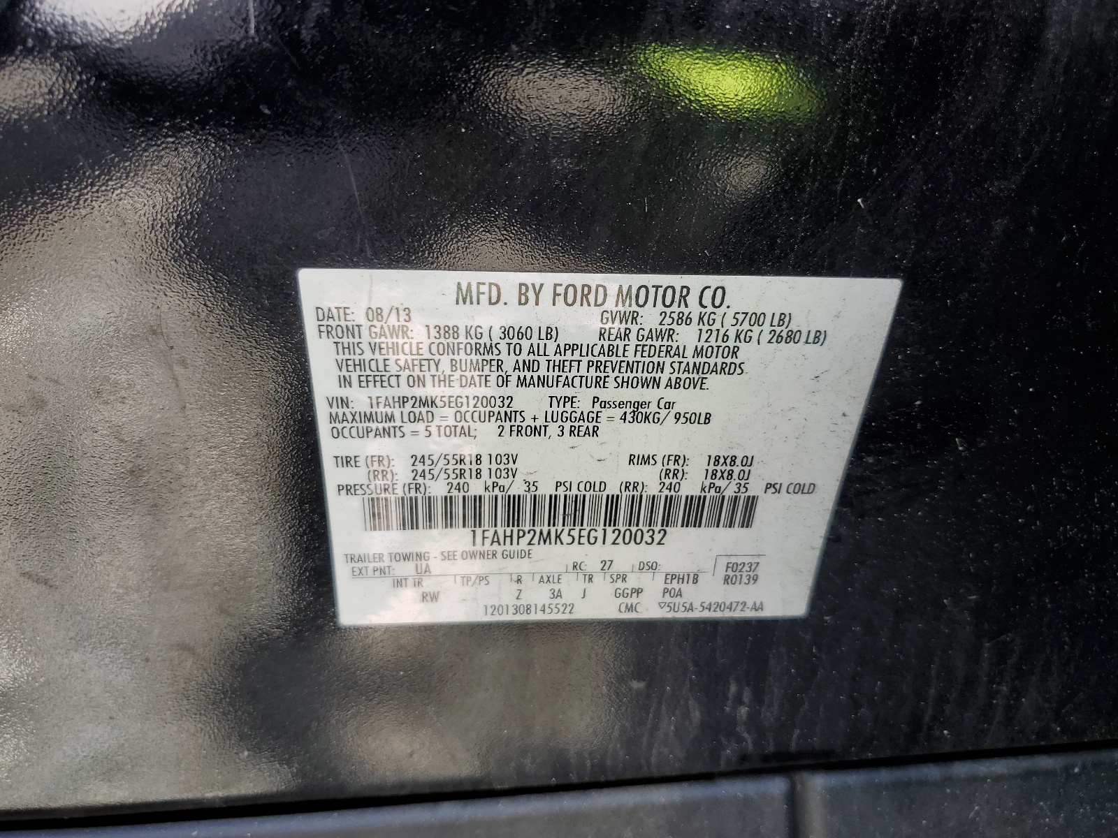 1FAHP2MK5EG120032 2014 Ford Taurus Police Interceptor