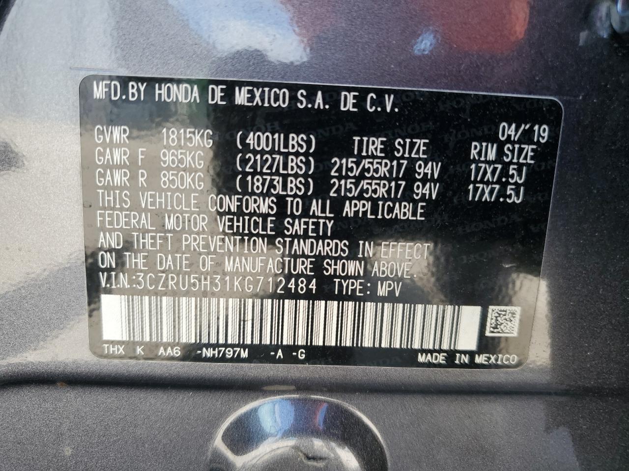 3CZRU5H31KG712484 2019 Honda Hr-V Lx