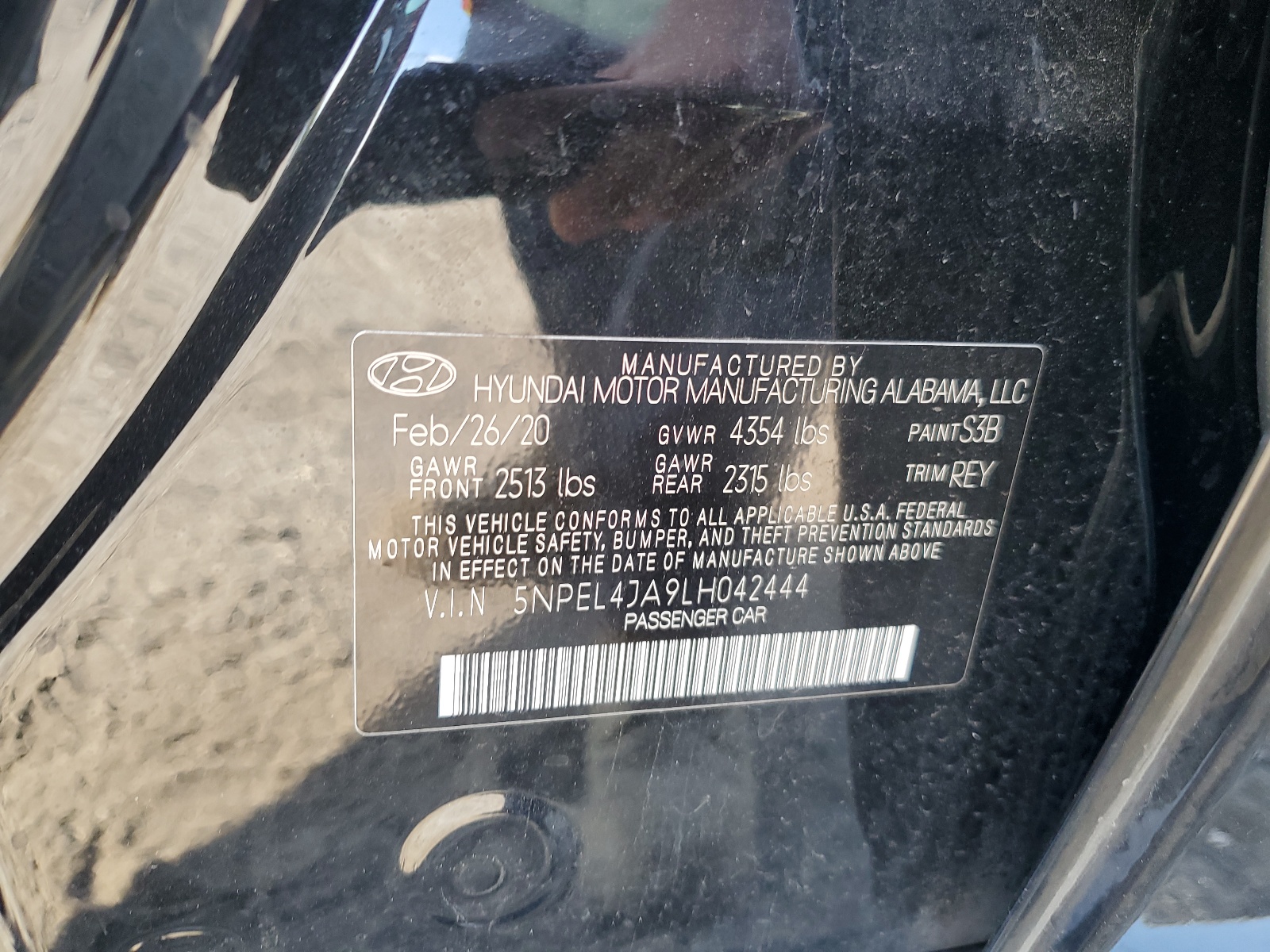 5NPEL4JA9LH042444 2020 Hyundai Sonata Sel