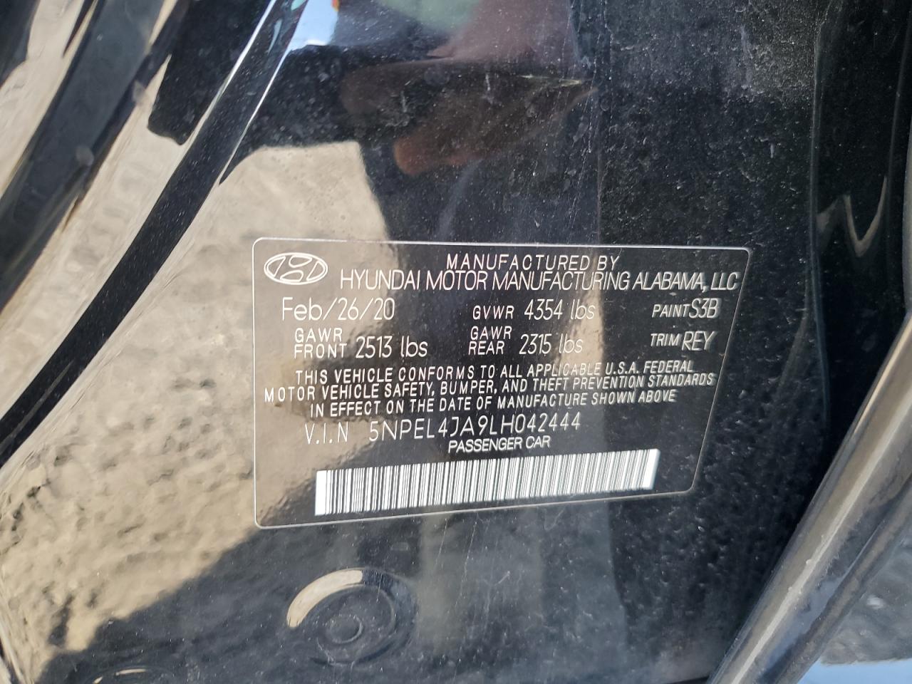 2020 Hyundai Sonata Sel VIN: 5NPEL4JA9LH042444 Lot: 53925004