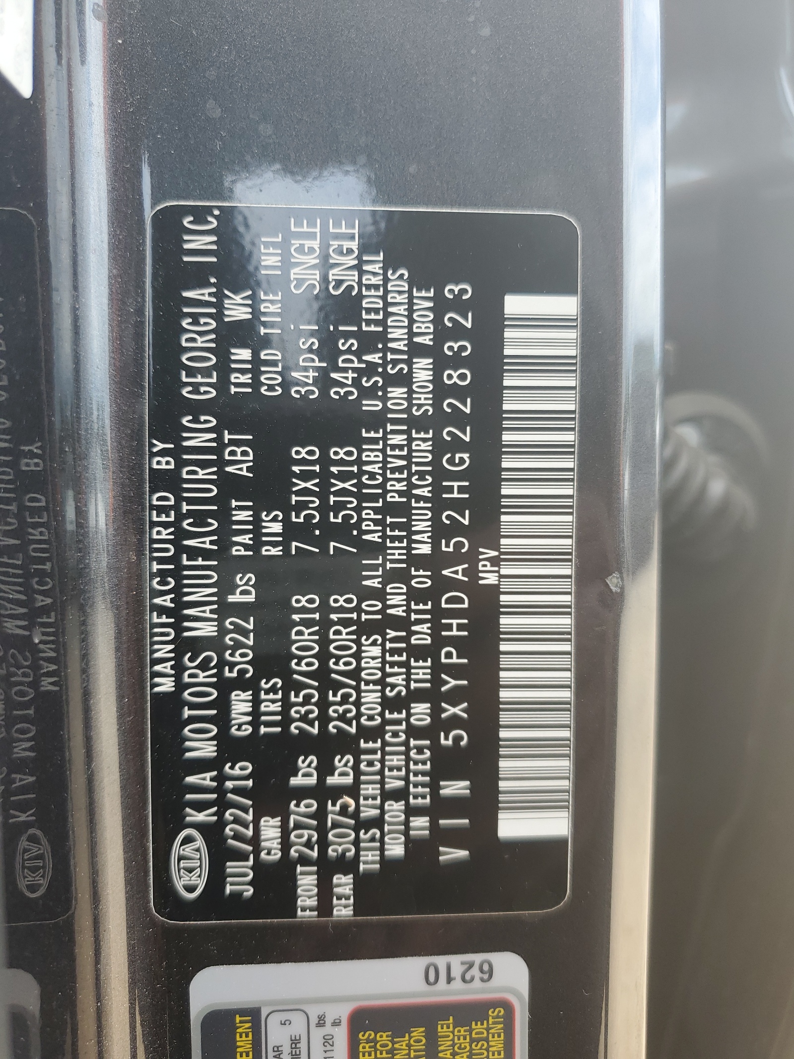 5XYPHDA52HG228323 2017 Kia Sorento Ex