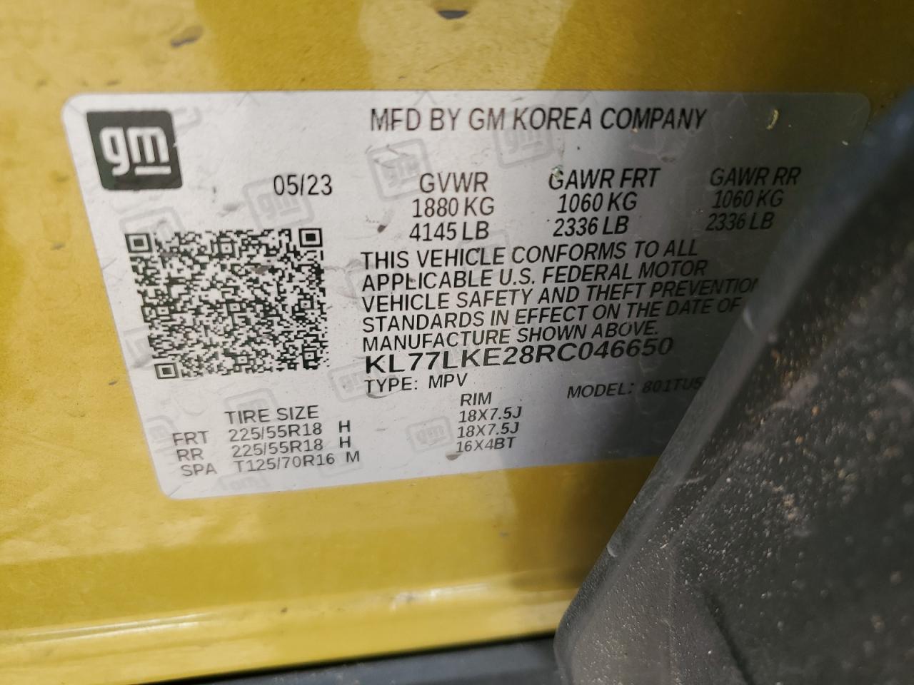 2024 Chevrolet Trax Activ VIN: KL77LKE28RC046650 Lot: 56238524