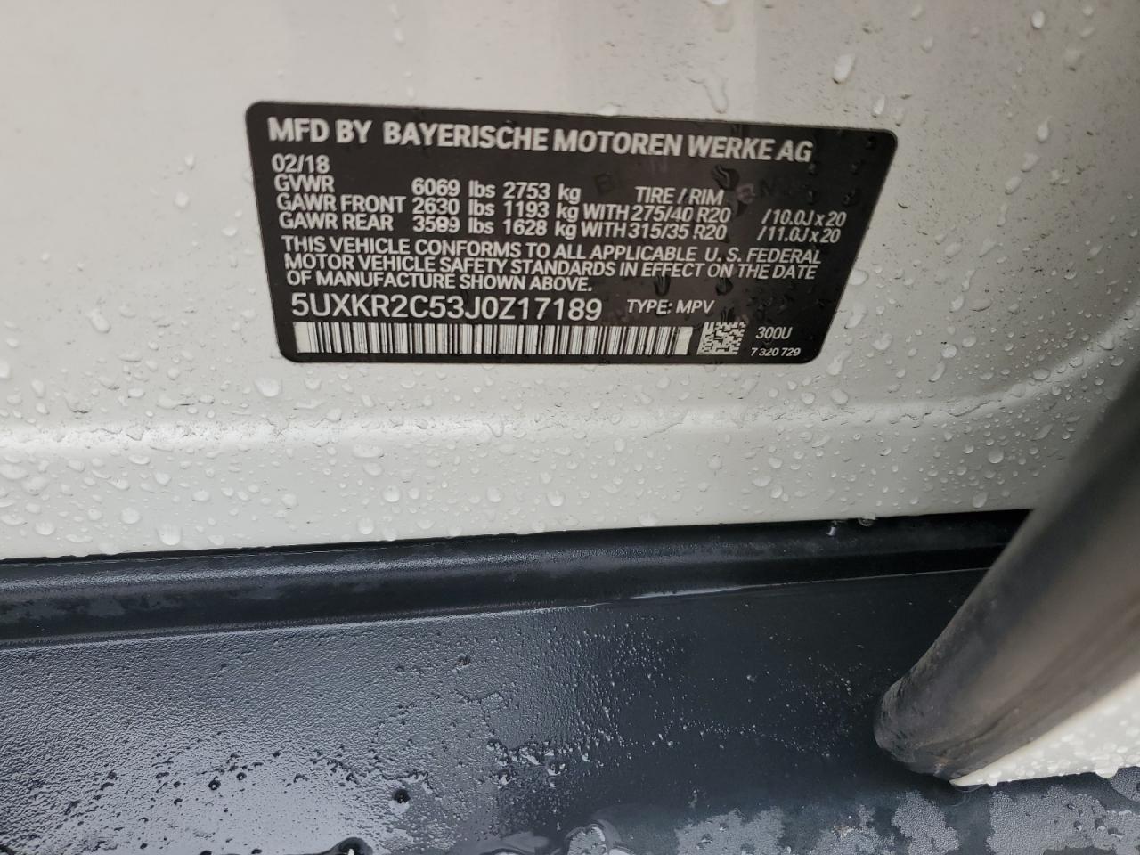 2018 BMW X5 Sdrive35I VIN: 5UXKR2C53J0Z17189 Lot: 54746894