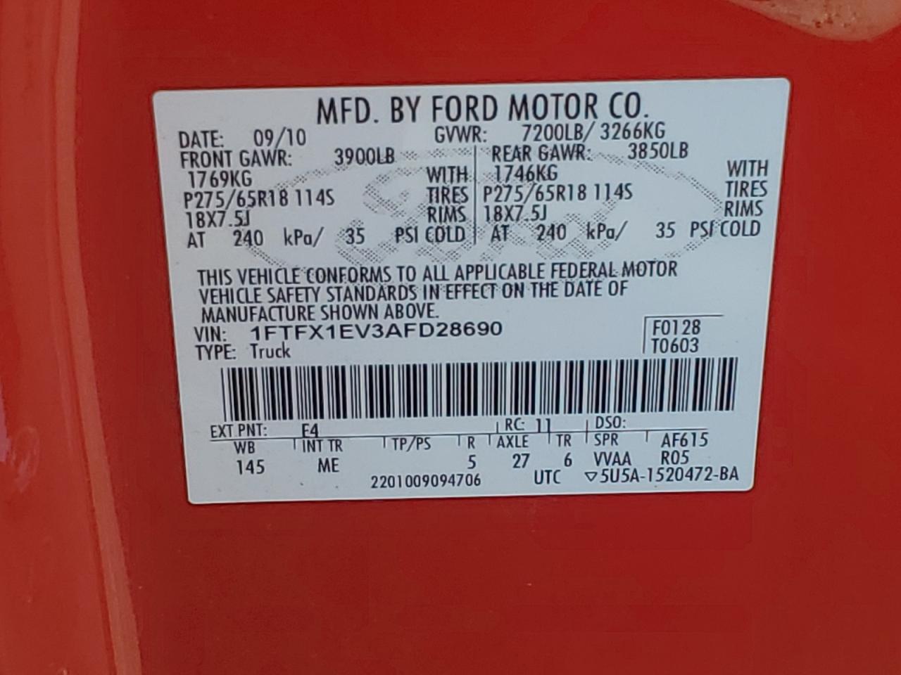 1FTFX1EV3AFD28690 2010 Ford F150 Super Cab