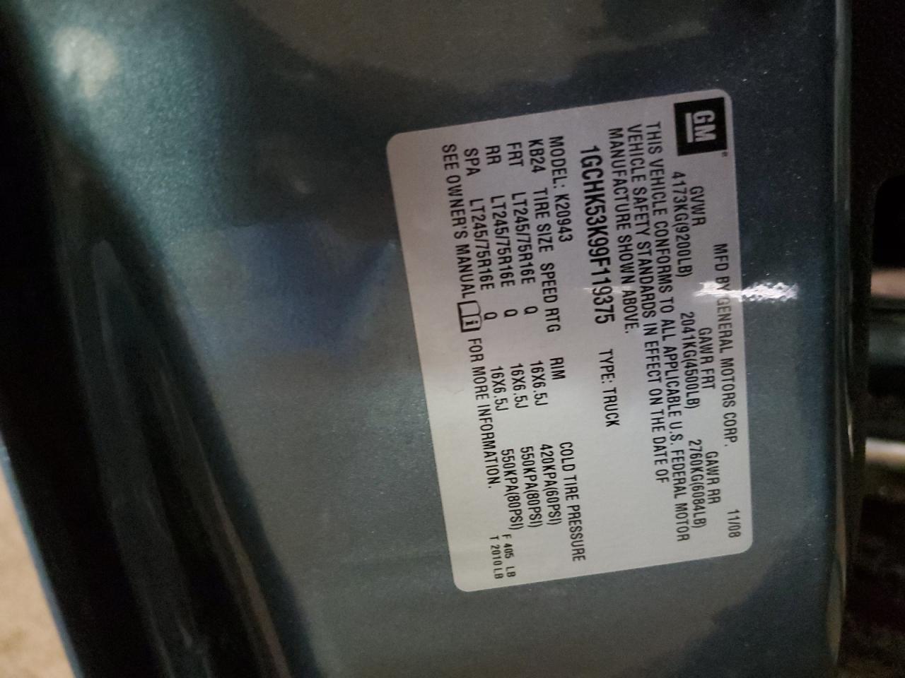 2009 Chevrolet Silverado K2500 Heavy Duty Lt VIN: 1GCHK53K99F119375 Lot: 55114354