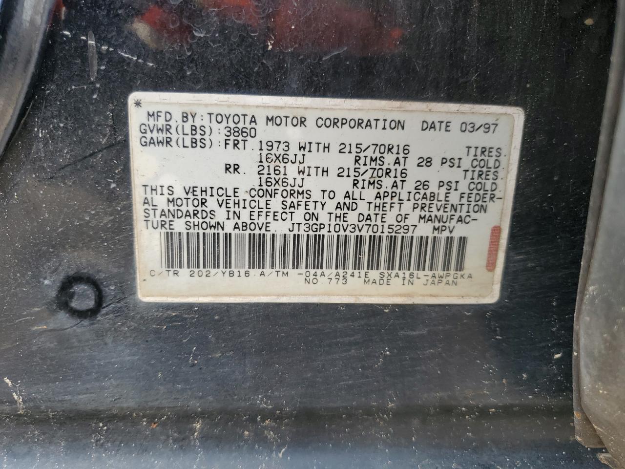 1997 Toyota Rav4 VIN: JT3GP10V3V7015297 Lot: 54012704