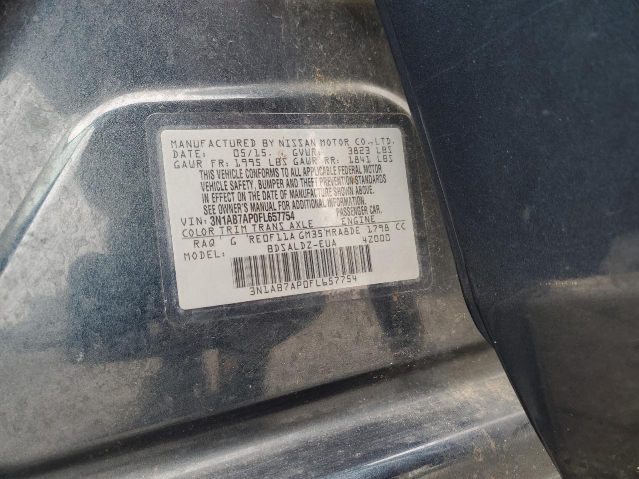 VIN 3N1AB7AP0FL657754 2015 NISSAN SENTRA no.12