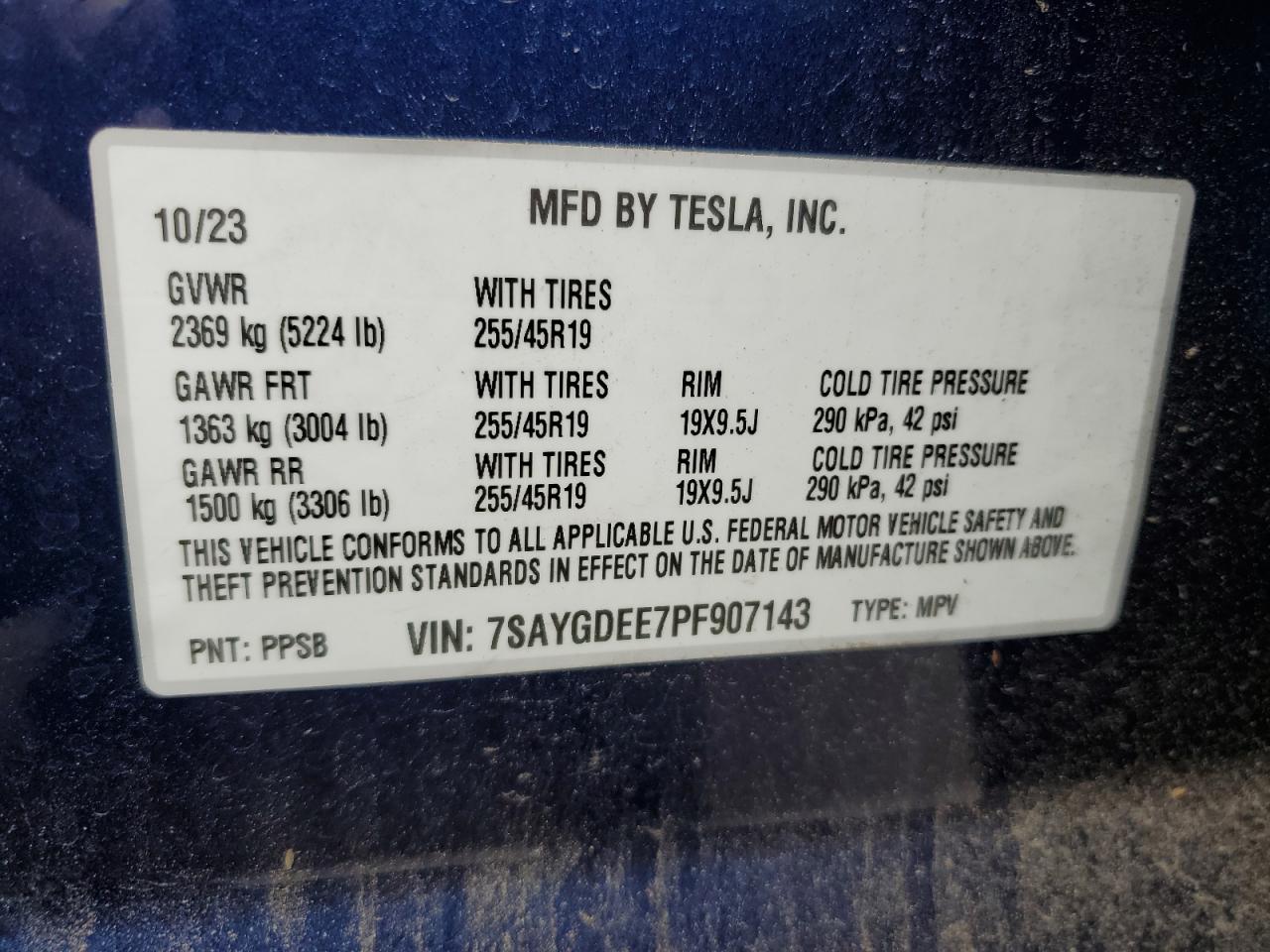 7SAYGDEE7PF907143 Tesla Model Y  12