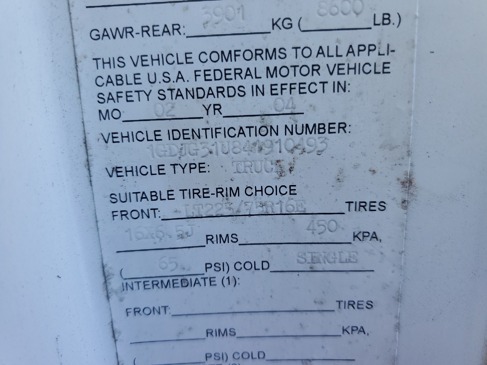 1GDJG31U841910493 2004 GMC Savana Cutaway G3500