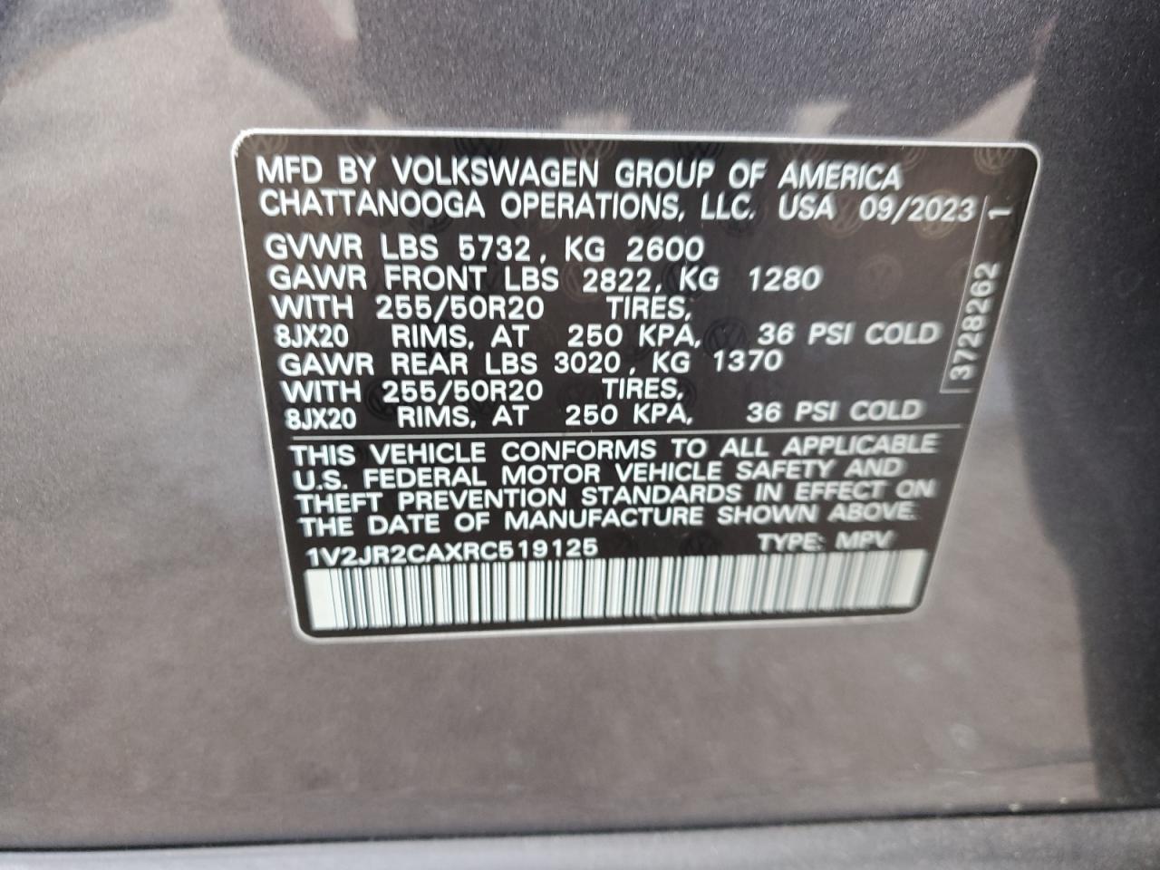 1V2JR2CAXRC519125 2024 Volkswagen Atlas Se