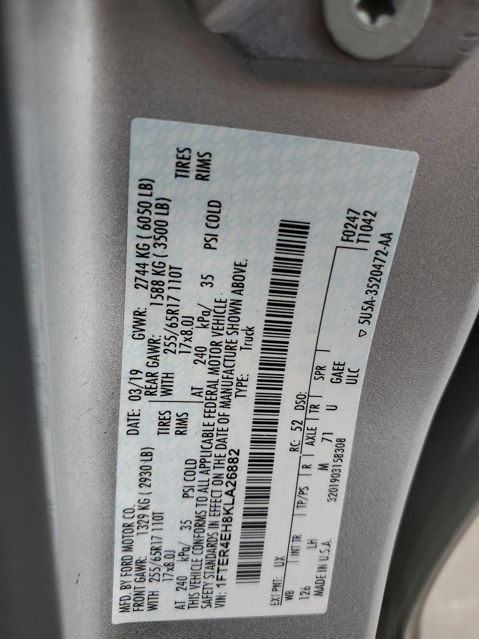 1FTER4EH8KLA26882 2019 Ford Ranger Xl