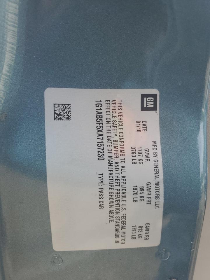 2010 Chevrolet Cobalt Ls VIN: 1G1AB5F5XA7157230 Lot: 55274934