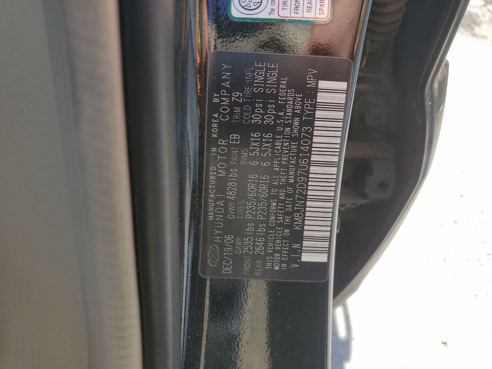 KM8JN72D97U614073 2007 Hyundai Tucson Se