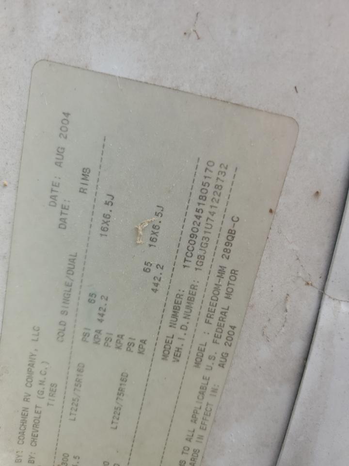 2004 Chevrolet Express G3500 VIN: 1GBJG31U741228732 Lot: 52805254