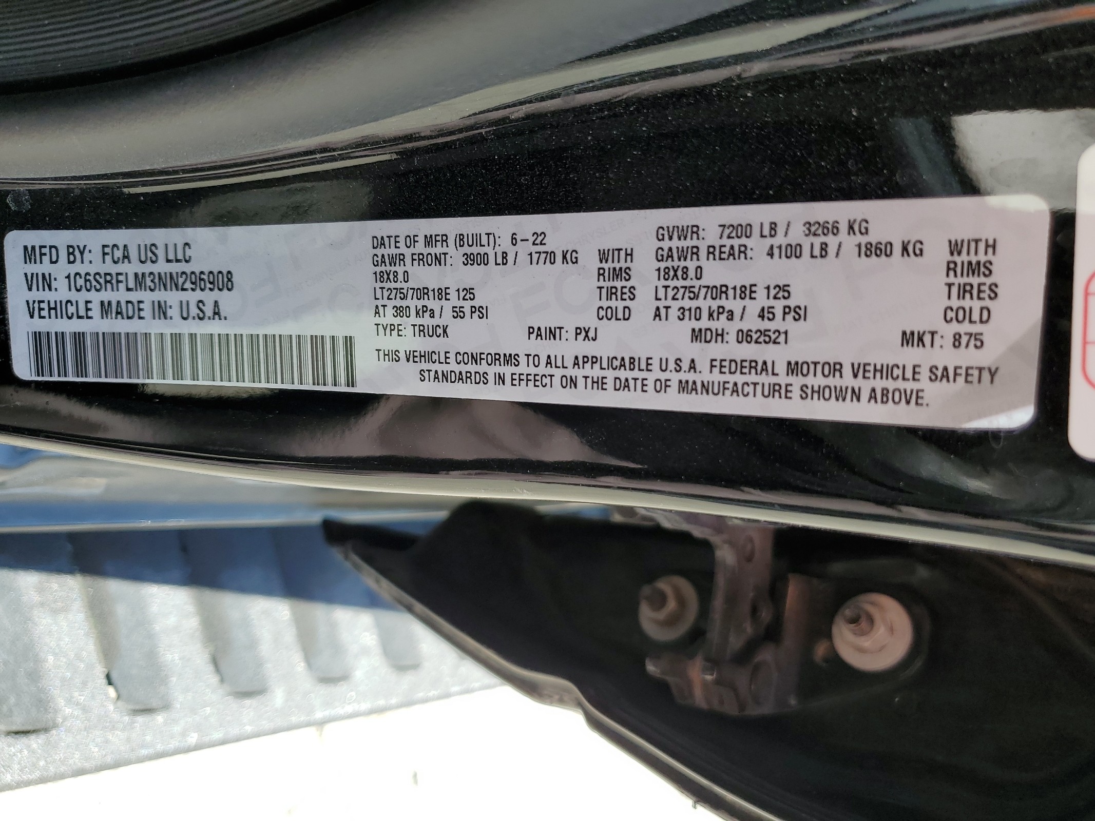 1C6SRFLM3NN296908 2022 Ram 1500 Rebel