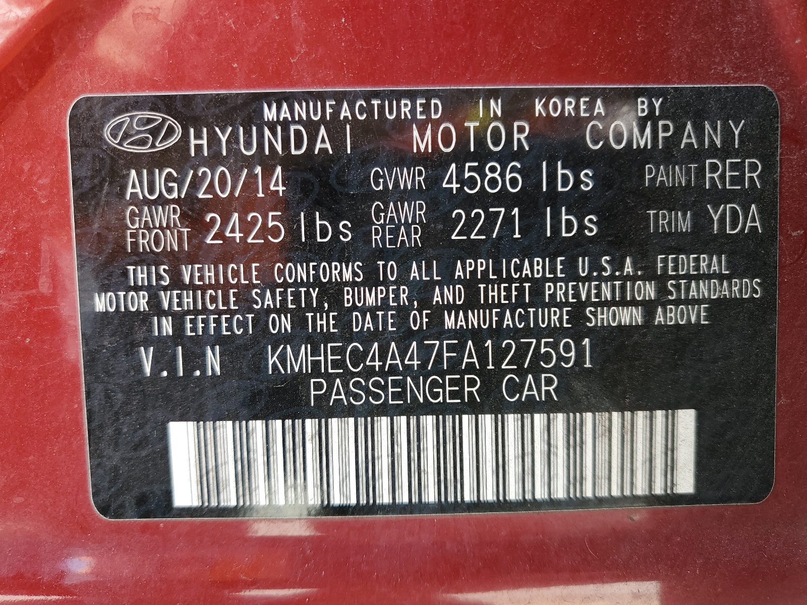 2015 Hyundai Sonata Hybrid vin: KMHEC4A47FA127591