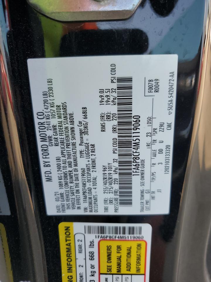 2021 Ford Mustang Gt VIN: 1FA6P8CF4M5119060 Lot: 56117984