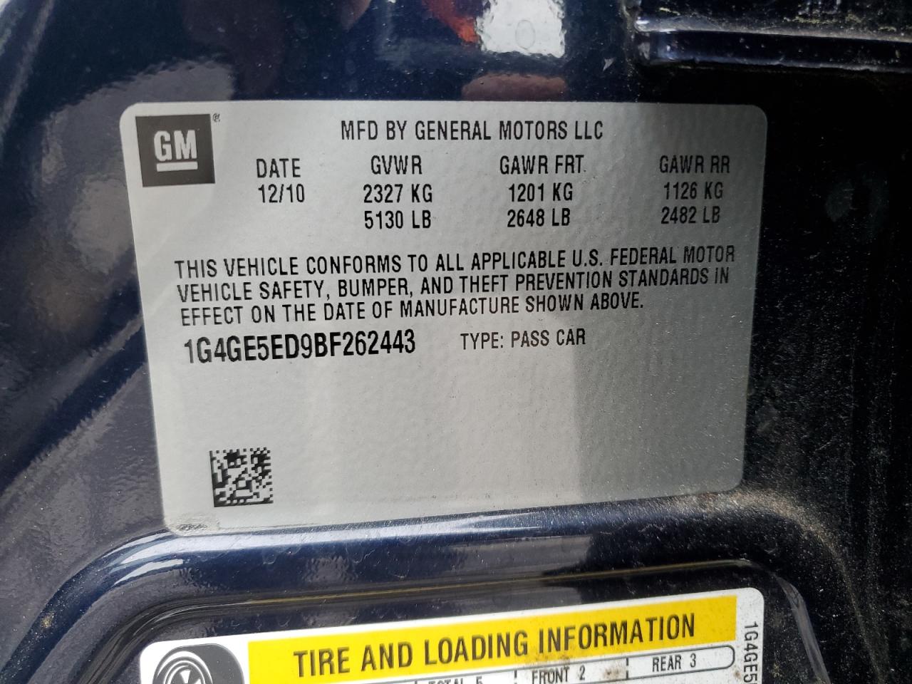 2011 Buick Lacrosse Cxs VIN: 1G4GE5ED9BF262443 Lot: 54281384