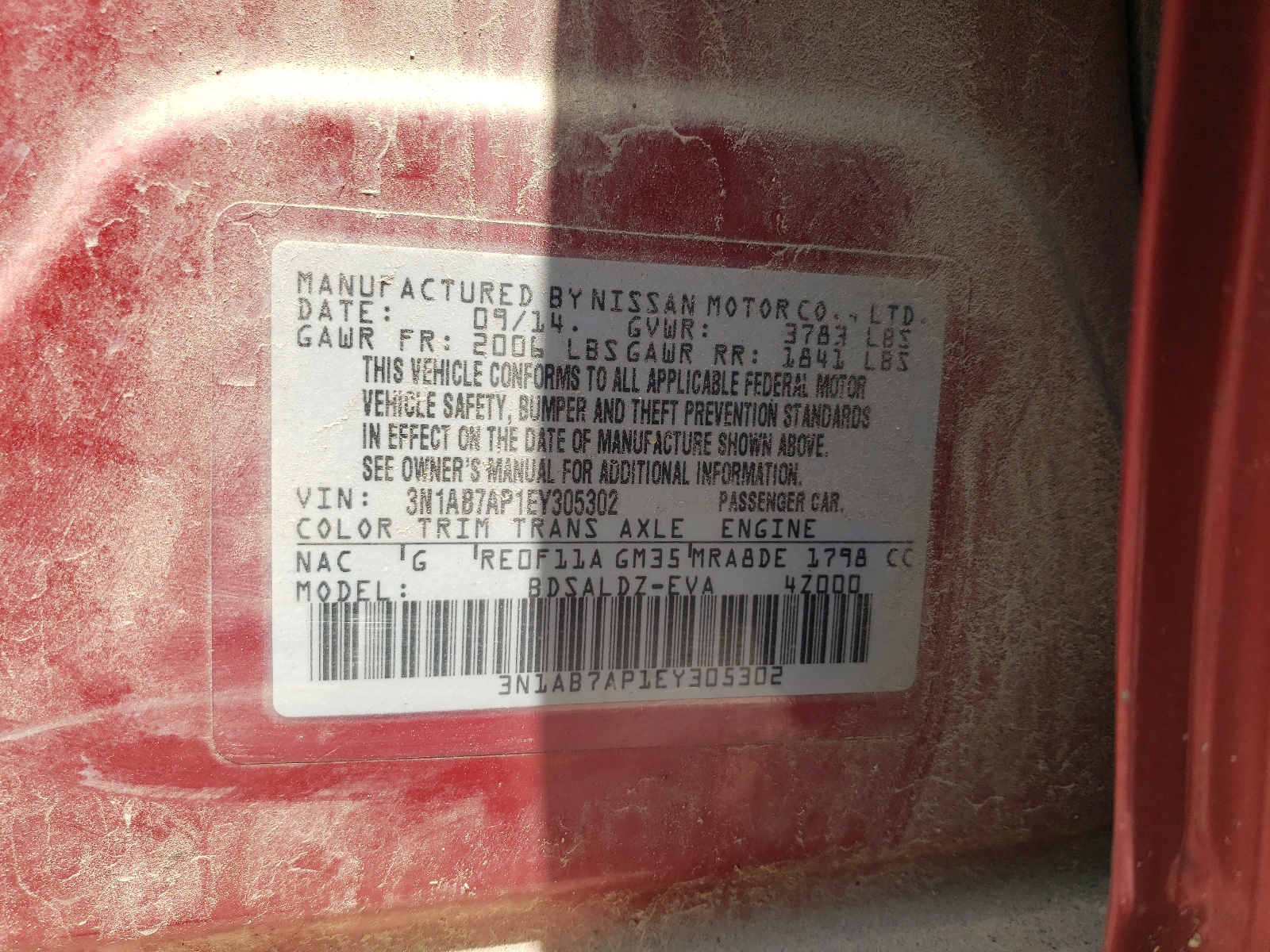 3N1AB7AP1EY305302 2014 Nissan Sentra S