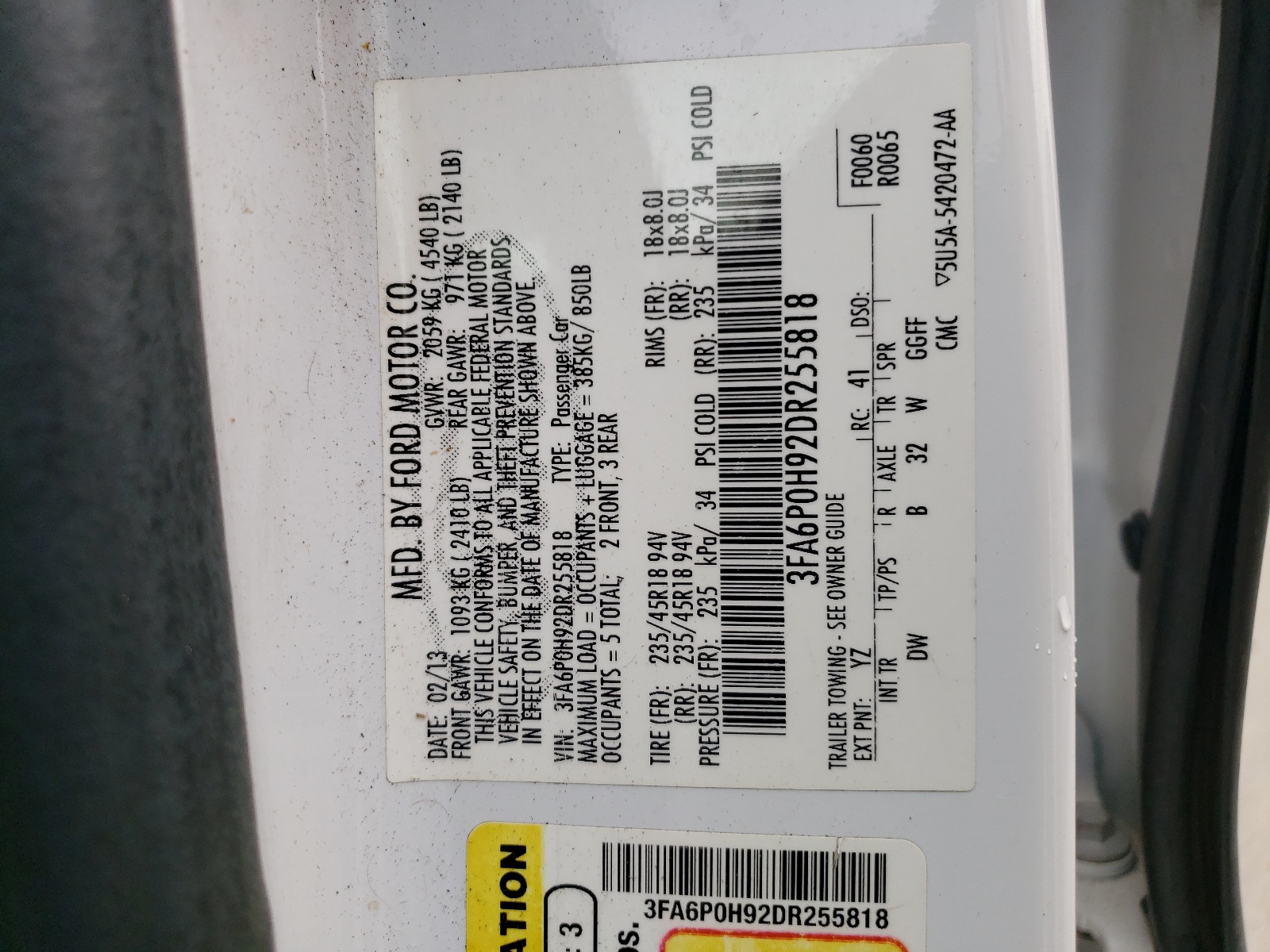 3FA6P0H92DR255818 2013 Ford Fusion Se 3FA6P0H92DR255818 2013 Ford Fusion Se