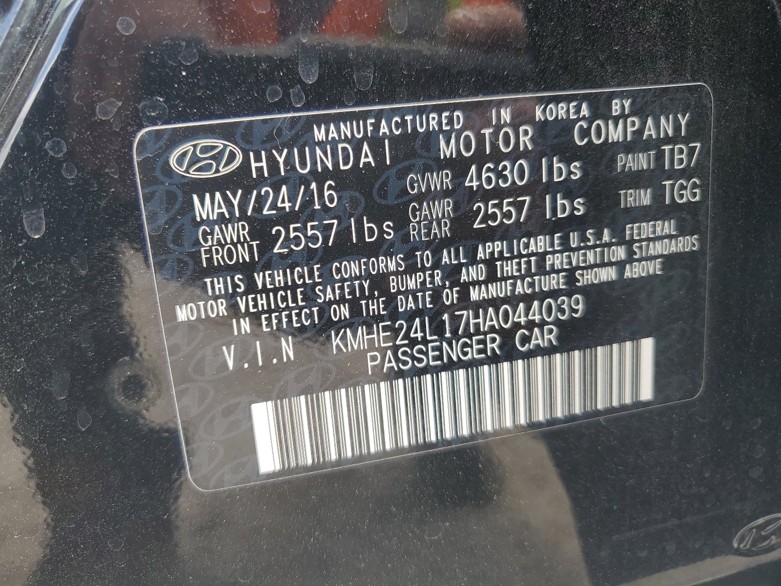 KMHE24L17HA044039 2017 Hyundai Sonata Hybrid