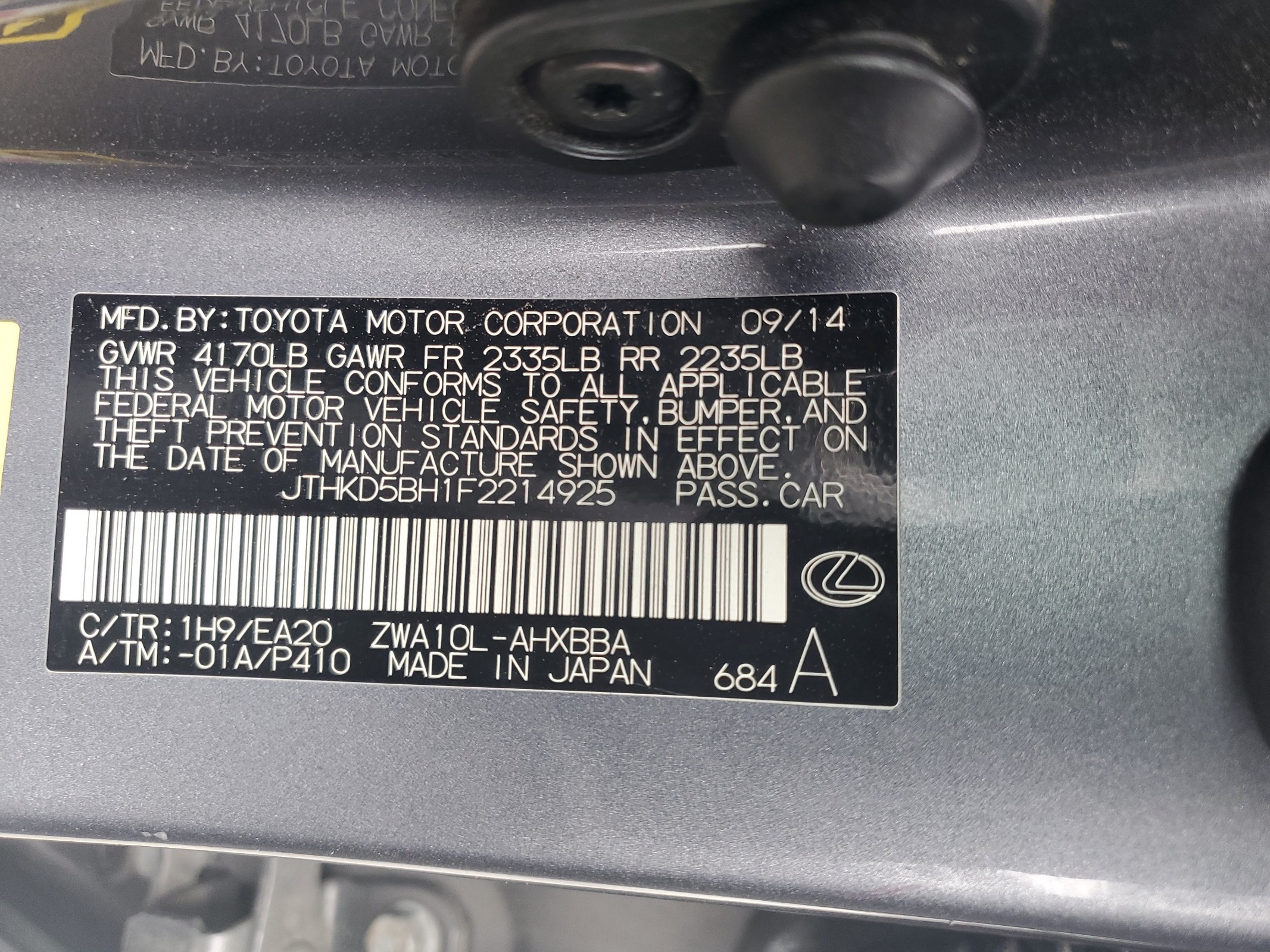 JTHKD5BH1F2214925 2015 Lexus Ct 200