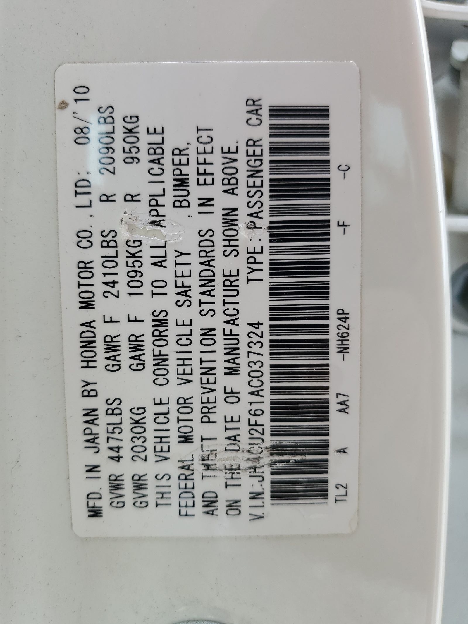 JH4CU2F61AC037324 2010 Acura Tsx