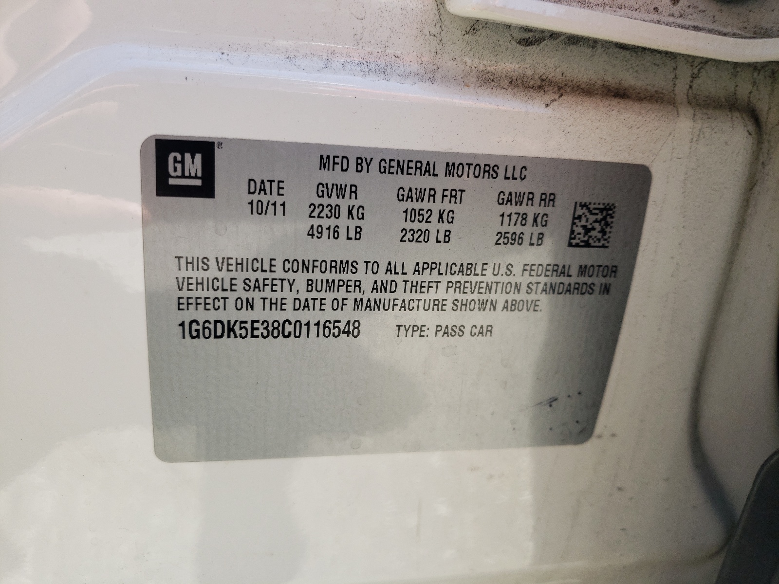 1G6DK5E38C0116548 2012 Cadillac Cts Performance Collection