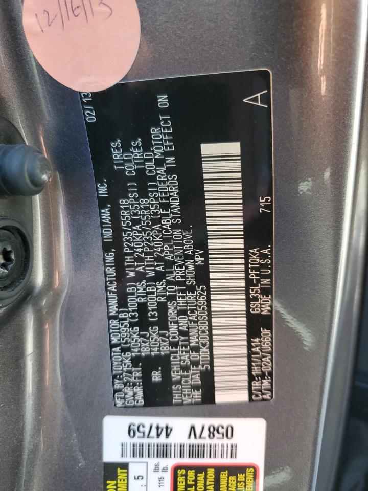 5TDDK3DC8DS059625 2013 Toyota Sienna Xle