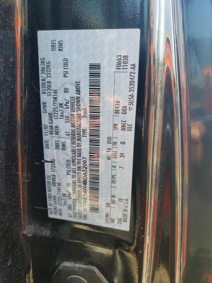 2008 Ford Econoline E150 Van VIN: 1FTNE14W48DA52067 Lot: 52897464