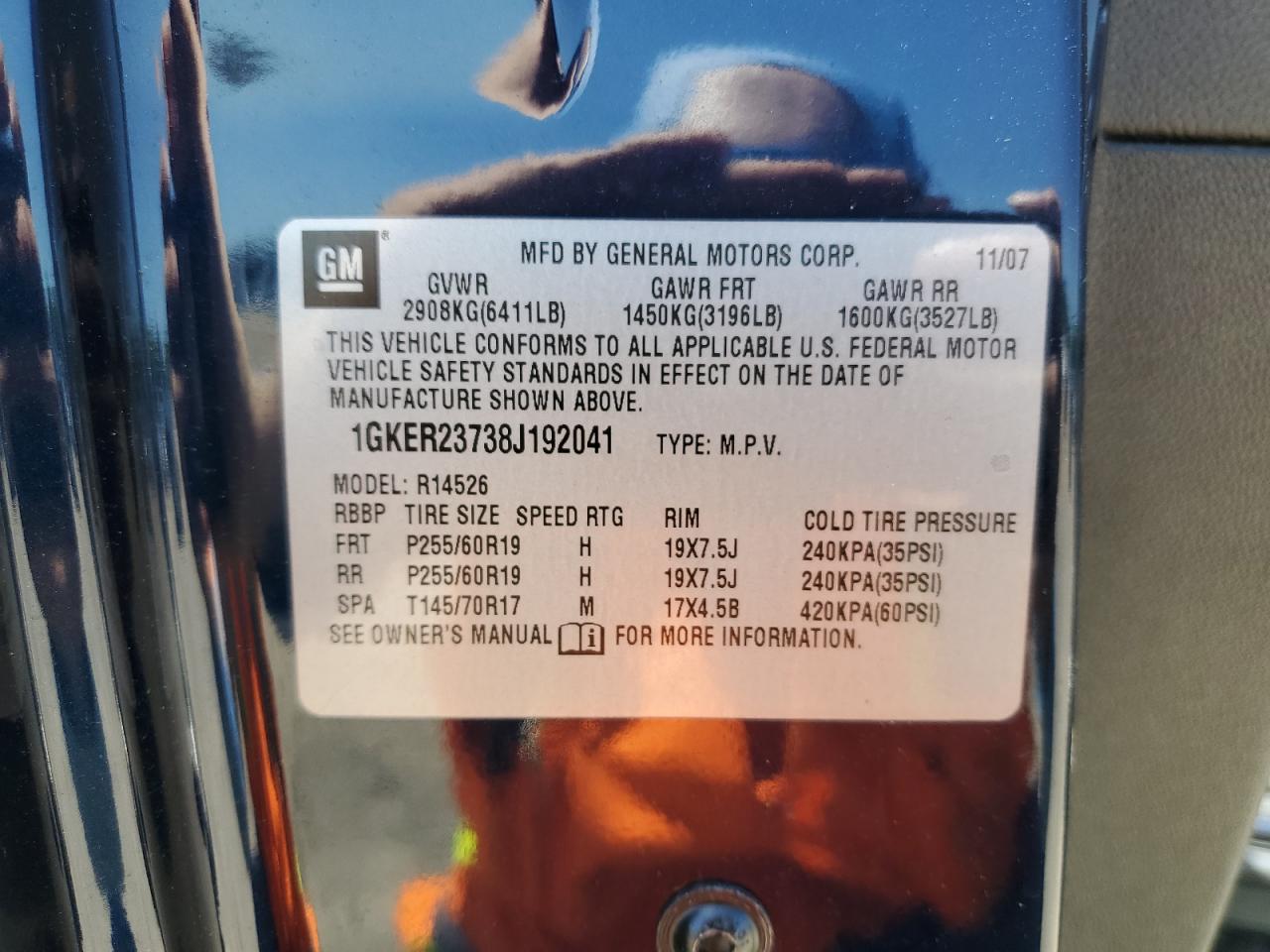 2008 GMC Acadia Slt-1 VIN: 1GKER23738J192041 Lot: 53824364