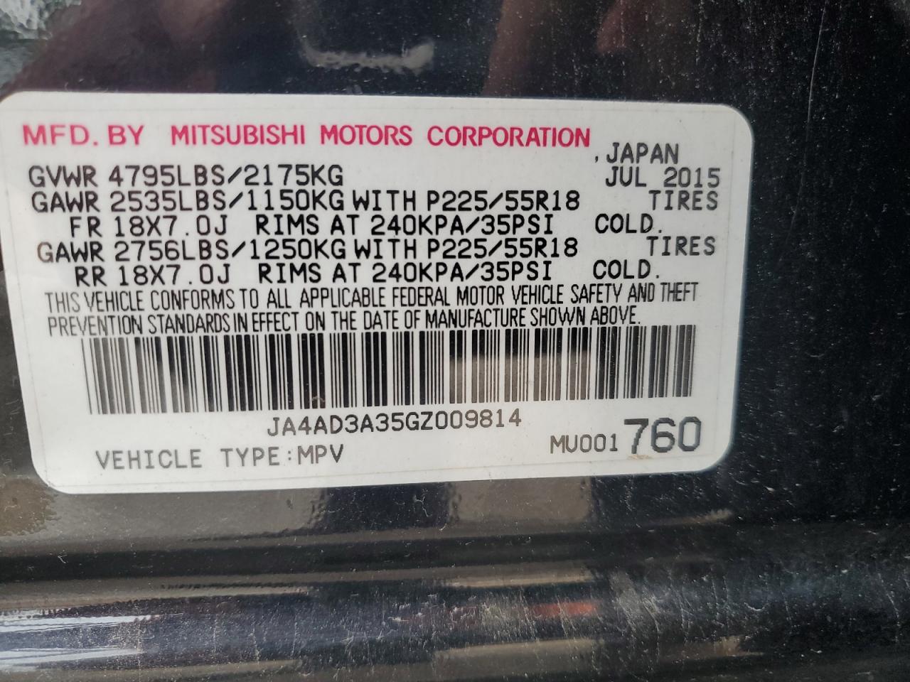 2016 Mitsubishi Outlander Se VIN: JA4AD3A35GZ009814 Lot: 60925674