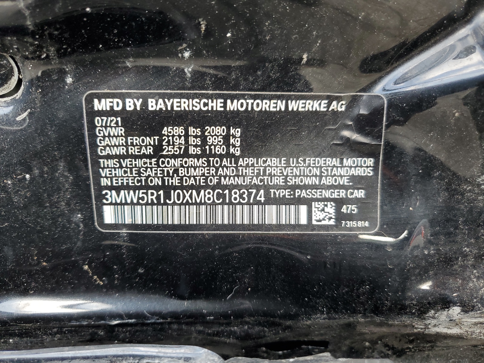 3MW5R1J0XM8C18374 2021 BMW 330I