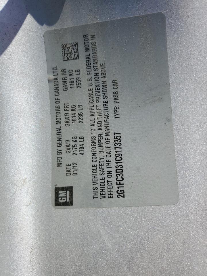 2012 Chevrolet Camaro Lt VIN: 2G1FC3D31C9173357 Lot: 56158504