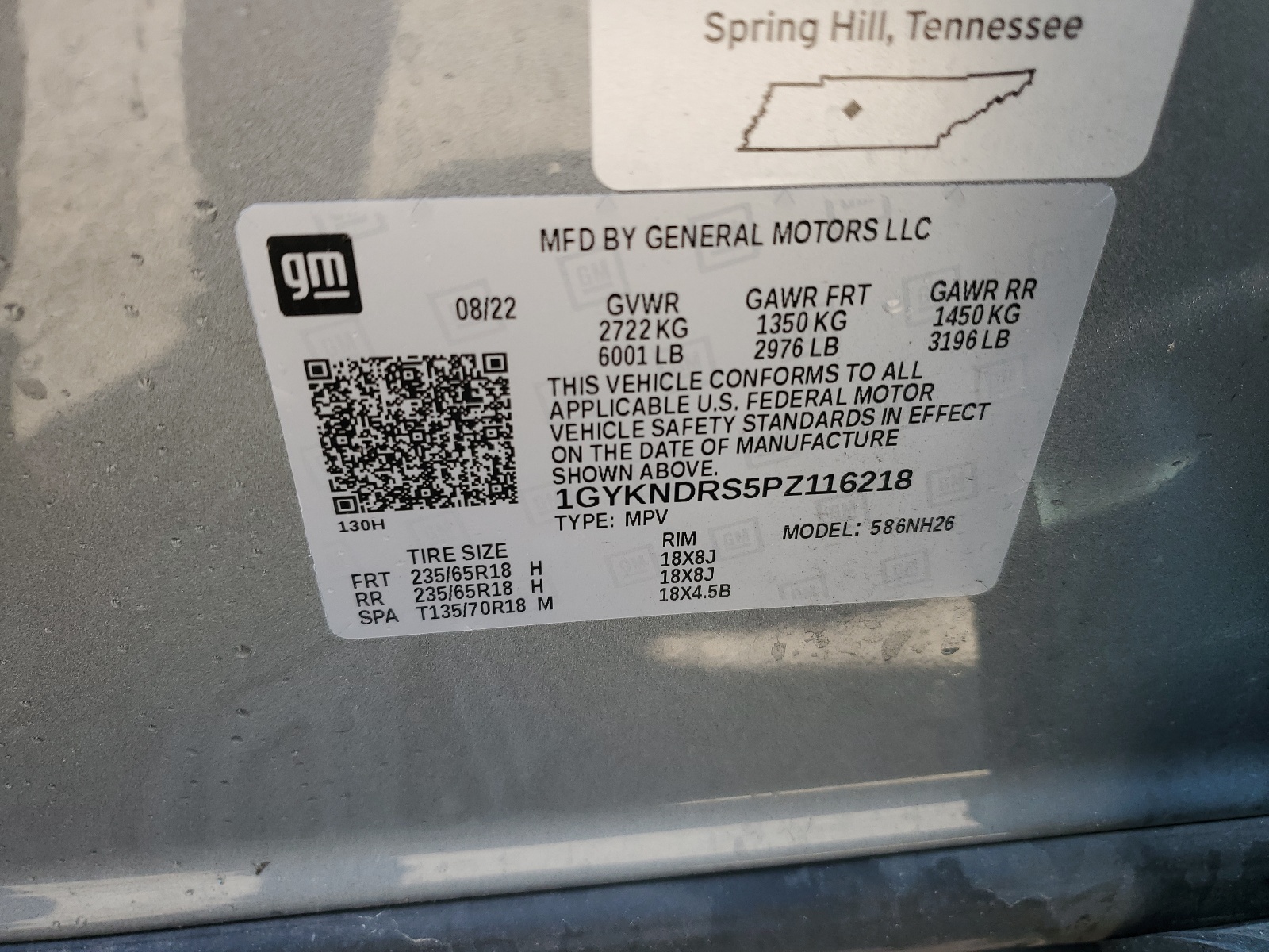 1GYKNDRS5PZ116218 2023 Cadillac Xt5 Premium Luxury