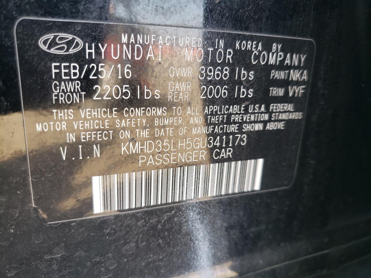 2016 Hyundai Elantra Gt VIN: KMHD35LH5GU341173 Lot: 53438234