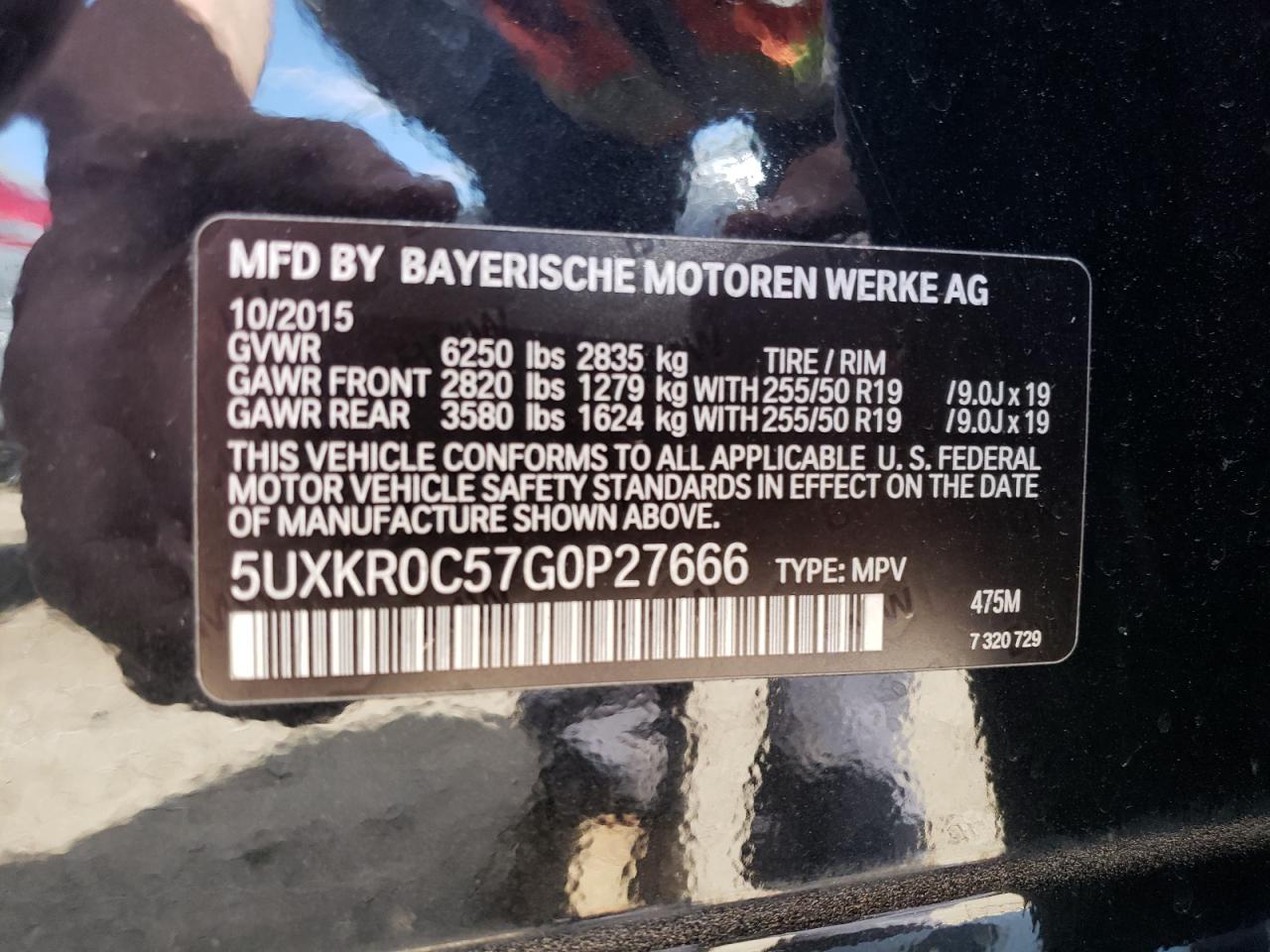 2016 BMW X5 xDrive35I VIN: 5UXKR0C57G0P27666 Lot: 55080484