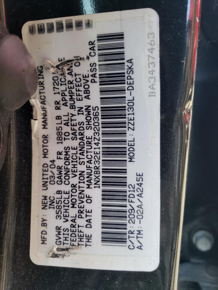 2004 Toyota Corolla Ce VIN: 1NXBR32E14Z320365 Lot: 53291654